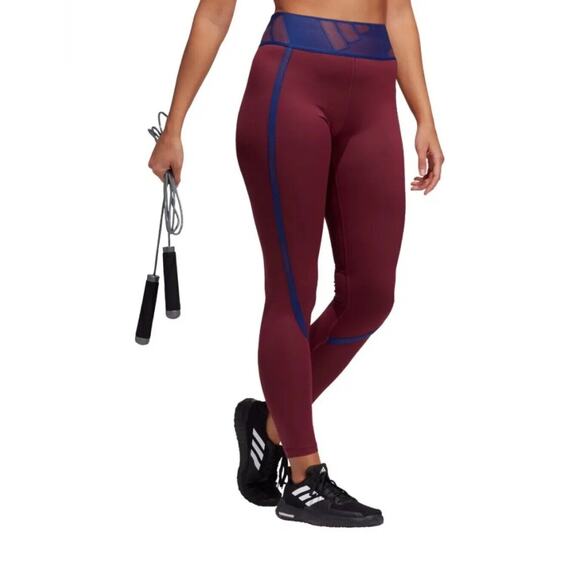 Adidas Leggings Women's XS Training Tight Tech Fit Adilife Wine Navy New - Picture 1 of 5